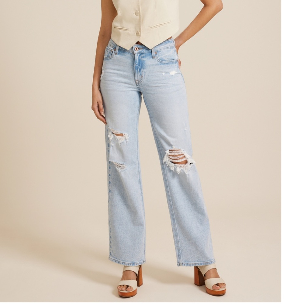 Maurice’s High Rise Ripped Wide Leg Jean - Picture 1 of 10